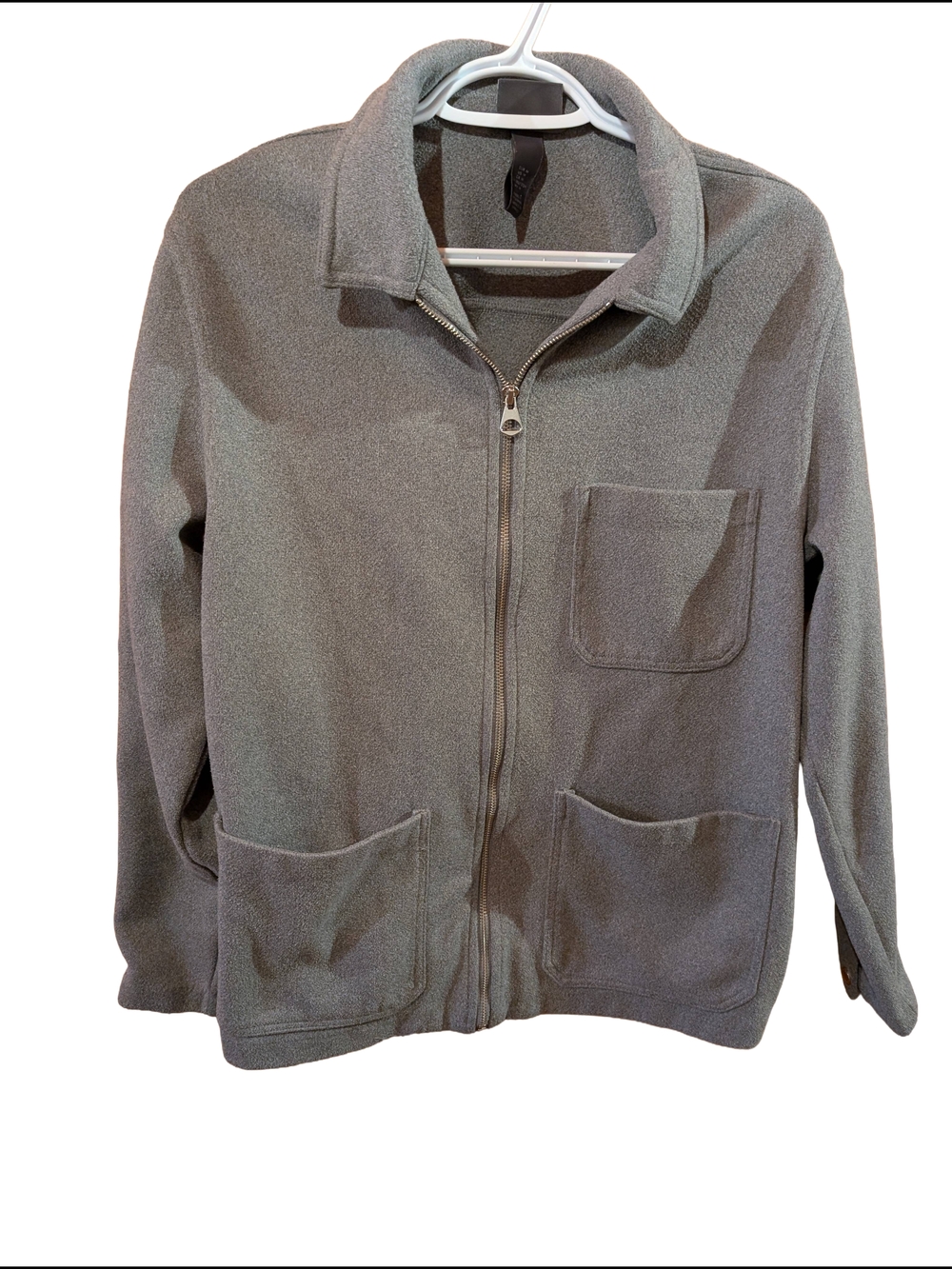 H&M Men's Gray Lightweight Zip-Up Shirt Jacket
